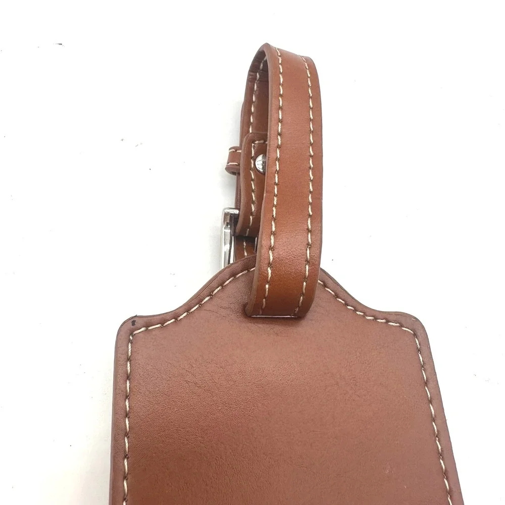 Banana Republic Brown Leather Luggage Tag Heritage BR Logo Travel ID Holder